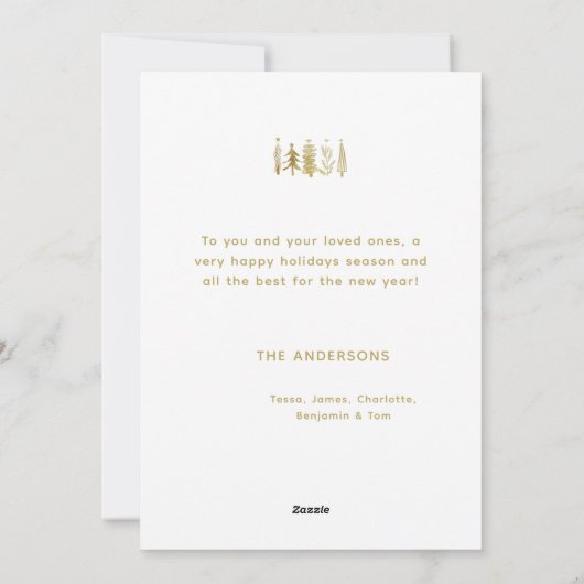 Eenvoudige Minimalistische Elegante Gouden Kerstbo Feestdagenkaart (Achterkant)