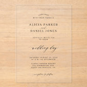 Eenvoudige minimalistische elegante script duideli acryl uitnodigingen (Voorkant)