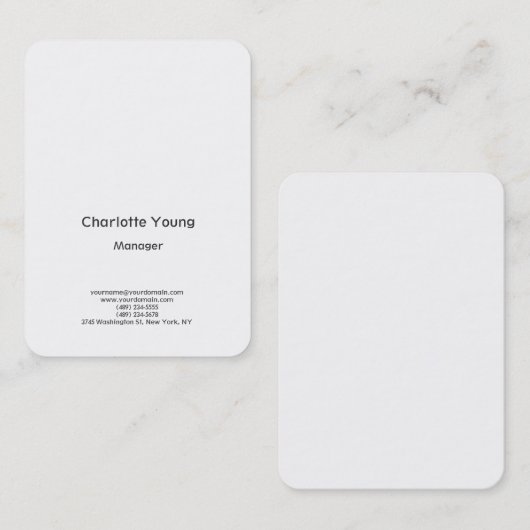 Eenvoudige minimalistische elegante witte achtergr visitekaartje (Voorkant / Achterkant)