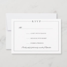 Eenvoudige minimalistische elegante zwart-witte br RSVP kaartje