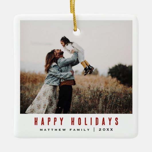 Eenvoudige minimalistische en moderne familiefoto keramisch ornament (Voorkant)