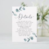 Eenvoudige minimalistische eucalyptus Lijst bruilo Informatiekaartje (Staand voorkant)