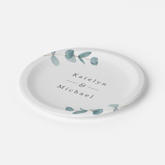 Eenvoudige minimalistische eucalyptus Lijst & name Papieren Bordje (Gekanteld)