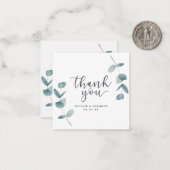 Eenvoudige minimalistische eucalyptus & script dan notitiekaartje (Voorkant / Achterkant in situ)