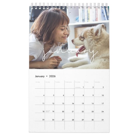 Eenvoudige minimalistische familie fotokalender 20 kalender (Jan 2026)