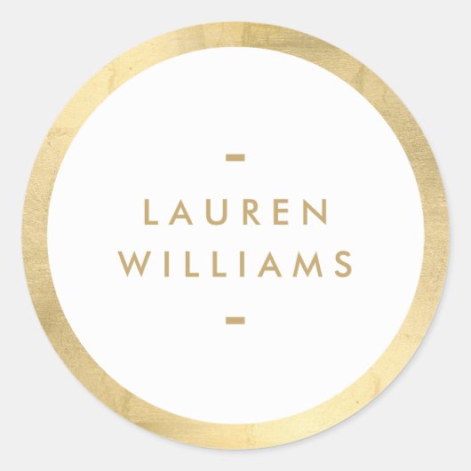 Eenvoudige minimalistische faux gouden rand ronde sticker (Voorkant)