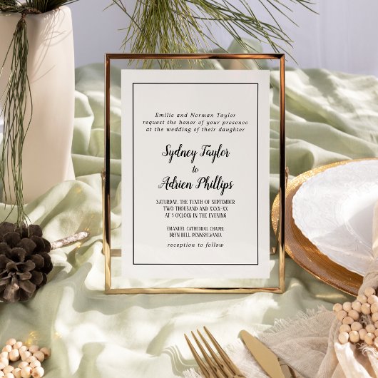 Eenvoudige minimalistische formele Lijst bruiloft Kaart