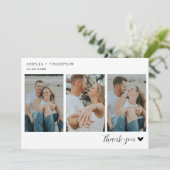 Eenvoudige minimalistische foto 3 met harthuwelijk bedankkaart (Staand voorkant)