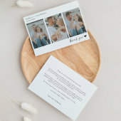 Eenvoudige minimalistische foto 3 met harthuwelijk bedankkaart