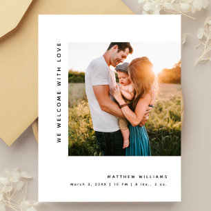 Eenvoudige Minimalistische Foto Baby Shower Bedank Briefkaart