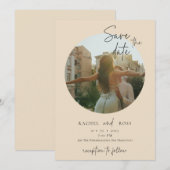 Eenvoudige Minimalistische Foto | Beige Bruiloft  Kaart (Voorkant / Achterkant)