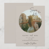 Eenvoudige Minimalistische Foto | Beige Bruiloft  Kaart (Voorkant / Achterkant)