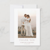 Eenvoudige Minimalistische Foto Bloem Bruiloft Dan Bedankkaart (Voorkant)