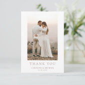 Eenvoudige Minimalistische Foto Bloem Bruiloft Dan Bedankkaart (Staand voorkant)