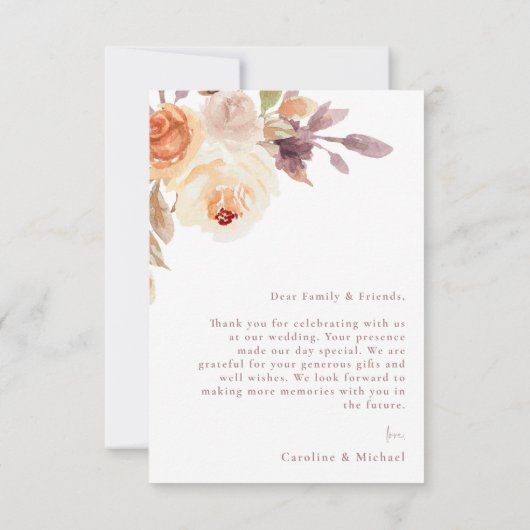 Eenvoudige Minimalistische Foto Bloem Bruiloft Dan Bedankkaart (Achterkant)