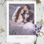 Eenvoudige minimalistische foto bruiloft bericht D<br><div class="desc">Stijlvolle bruiloft Dank u kaart met foto en wensen aan de achterkant te personaliseren met uw eigen tekst</div>