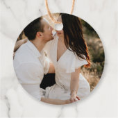 Eenvoudige minimalistische foto bruiloft dank u bedankjes labels (Achterkant)