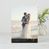 Eenvoudige minimalistische foto bruiloft dank u ka bedankkaart (Staand voorkant)