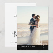 Eenvoudige minimalistische foto bruiloft dank u ka bedankkaart (Voorkant / Achterkant)