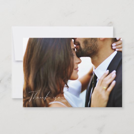 Eenvoudige minimalistische foto bruiloft dank u ka bedankkaart (Voorkant)