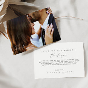 Eenvoudige minimalistische foto bruiloft dank u ka bedankkaart