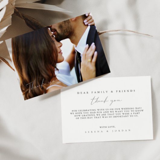 Eenvoudige minimalistische foto bruiloft dank u ka bedankkaart