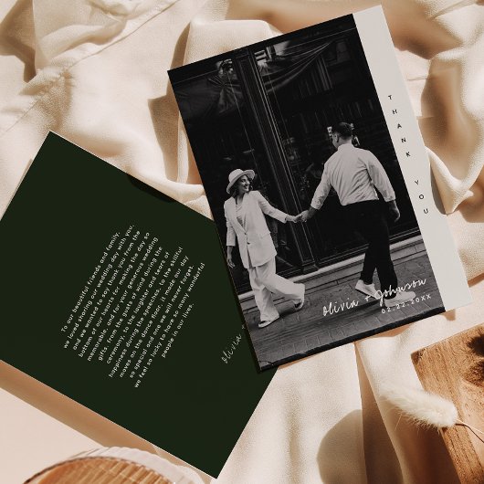 Eenvoudige minimalistische foto bruiloft dank u ka bedankkaart