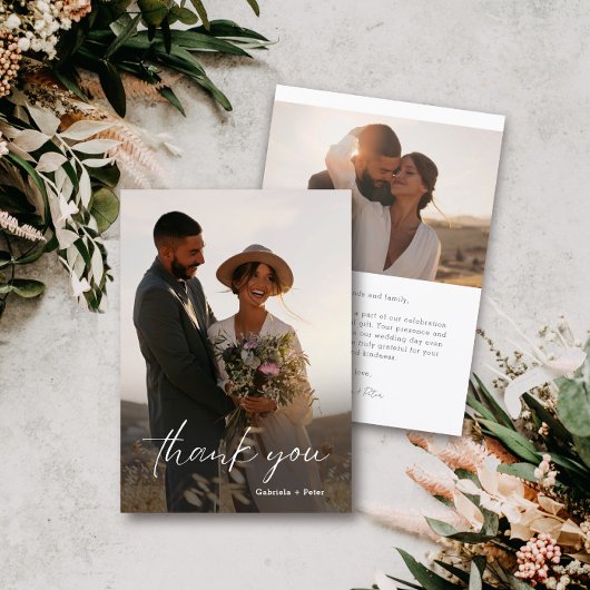 Eenvoudige minimalistische foto bruiloft dank u ka kaart