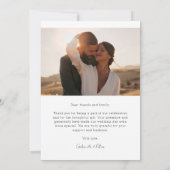 Eenvoudige minimalistische foto bruiloft dank u ka kaart (Achterkant)