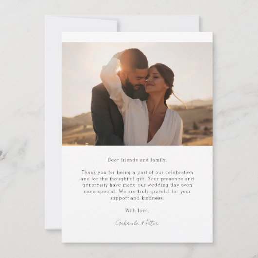 Eenvoudige minimalistische foto bruiloft dank u ka kaart (Achterkant)