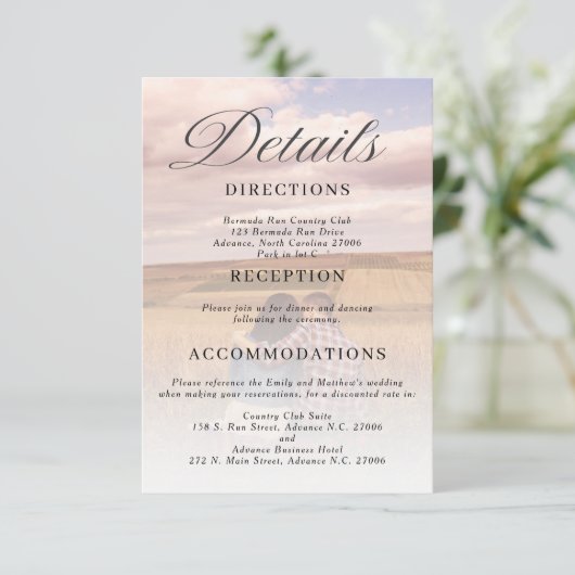 Eenvoudige minimalistische foto bruiloft details K Informatiekaartje (Staand voorkant)