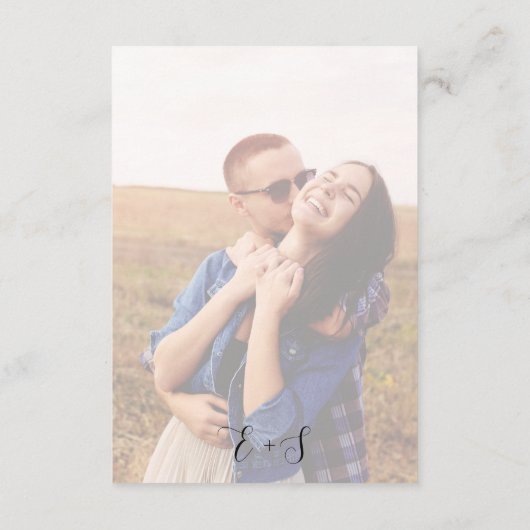 Eenvoudige minimalistische foto bruiloft details K Informatiekaartje (Achterkant)