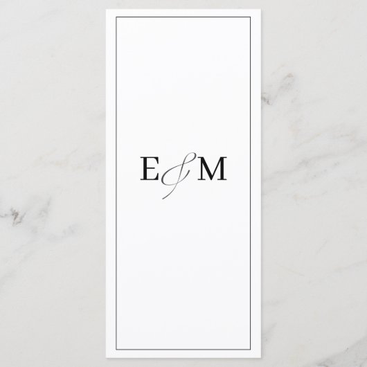 Eenvoudige minimalistische foto bruiloft menu Kaar (Achterkant)