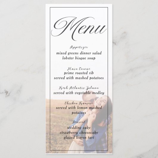 Eenvoudige minimalistische foto bruiloft menu Kaar (Voorkant)