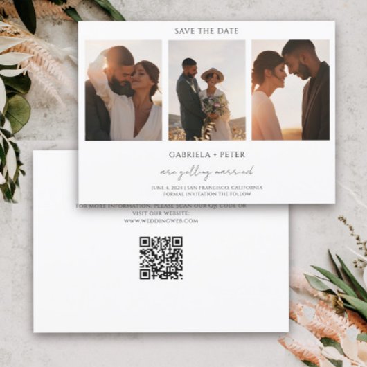 Eenvoudige minimalistische foto bruiloft opslaan v kaart