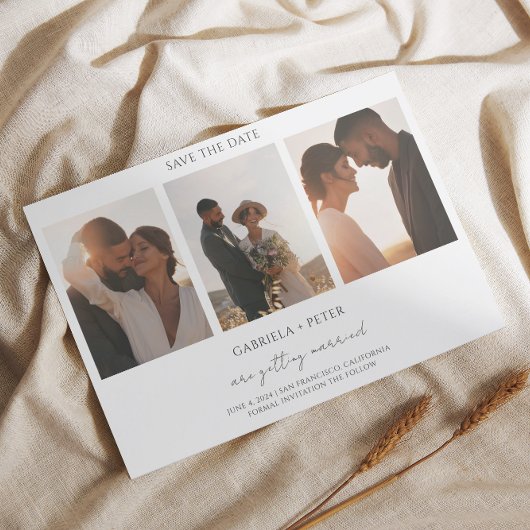 Eenvoudige minimalistische foto bruiloft opslaan v kaart