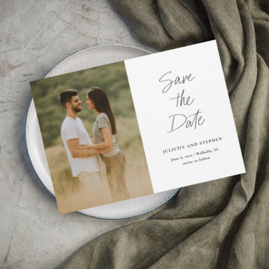 Eenvoudige Minimalistische Foto Bruiloft Save The Date