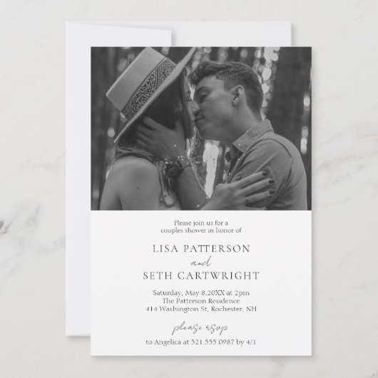 Eenvoudige minimalistische foto-combinatieschower kaart (Achterkant)