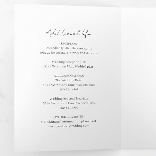 Eenvoudige minimalistische foto klassieke elegante drieluik uitnodiging (Binnenzijde eerst)