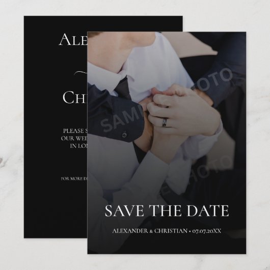 Eenvoudige minimalistische foto met QR-code bruilo Save The Date (Voorkant / Achterkant)