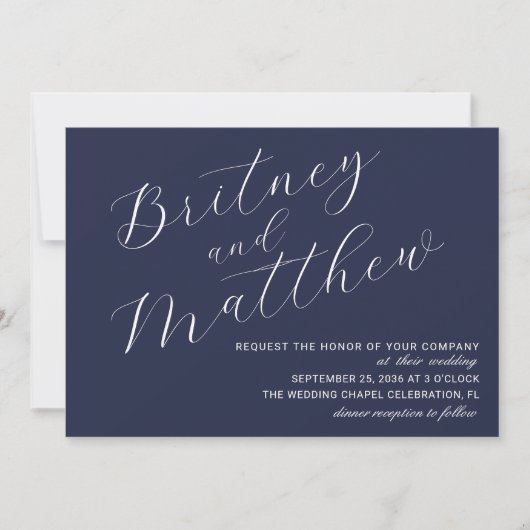 Eenvoudige Minimalistische Foto Navy Blauwe Script Kaart (Voorkant)