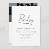 Eenvoudige minimalistische foto QR code Baby showe Kaart (Voorkant / Achterkant)