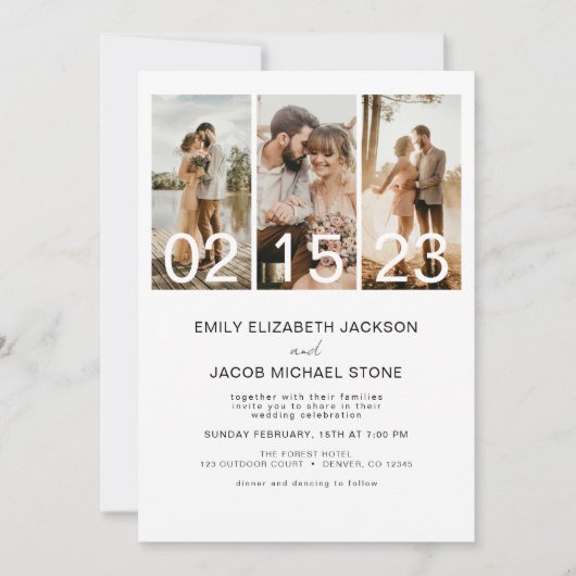 Eenvoudige minimalistische foto QR code bruiloft u Kaart (Voorkant)