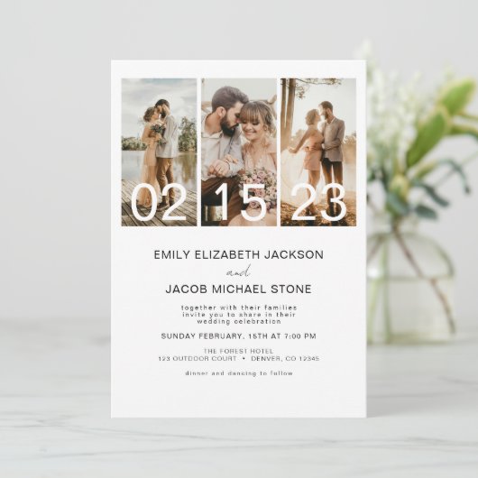 Eenvoudige minimalistische foto QR code bruiloft u Kaart (Staand voorkant)