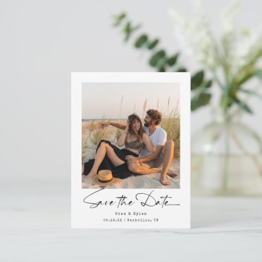 Eenvoudige minimalistische foto Sla de datum op Aankondigingskaart (Staand voorkant)