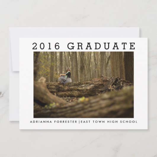 Eenvoudige minimalistische foto van 2016 Afstudere Kaart (Voorkant)