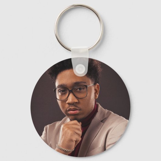 Eenvoudige minimalistische foto van de eigen famil sleutelhanger (Voorkant)