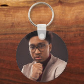 Eenvoudige minimalistische foto van de eigen famil sleutelhanger (Voorkant)