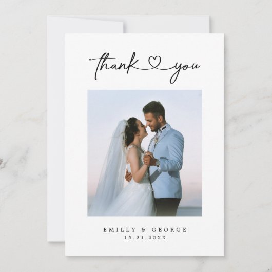 Eenvoudige, minimalistische foto van de hartbruilo bedankkaart (Voorkant)