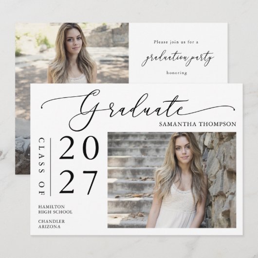 Eenvoudige, minimalistische foto van het Afstudere Kaart (Voorkant / Achterkant)